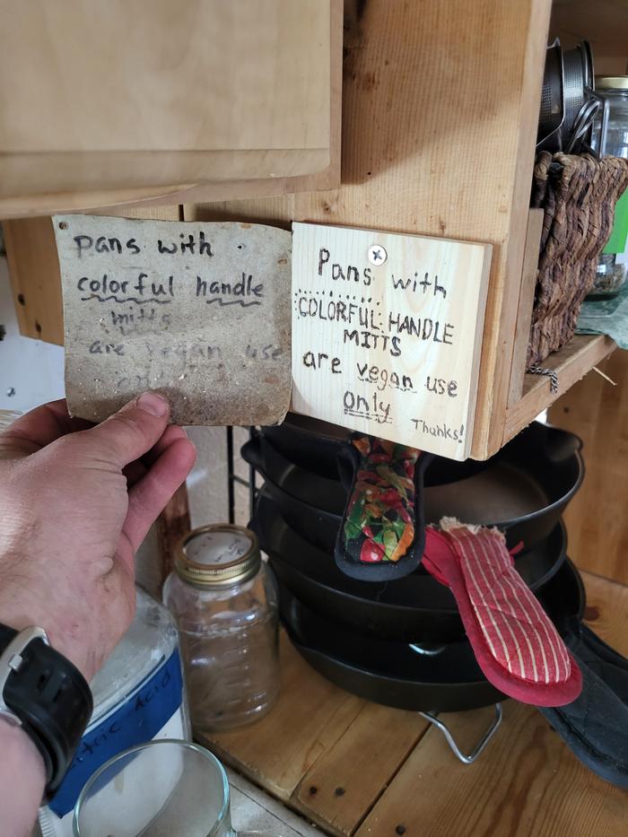 Before and after kitchen sign replacement.