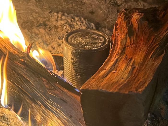 Flipped over & fire built over