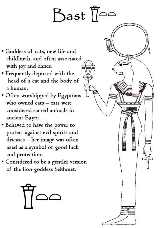 Bast egyptian god colouring page