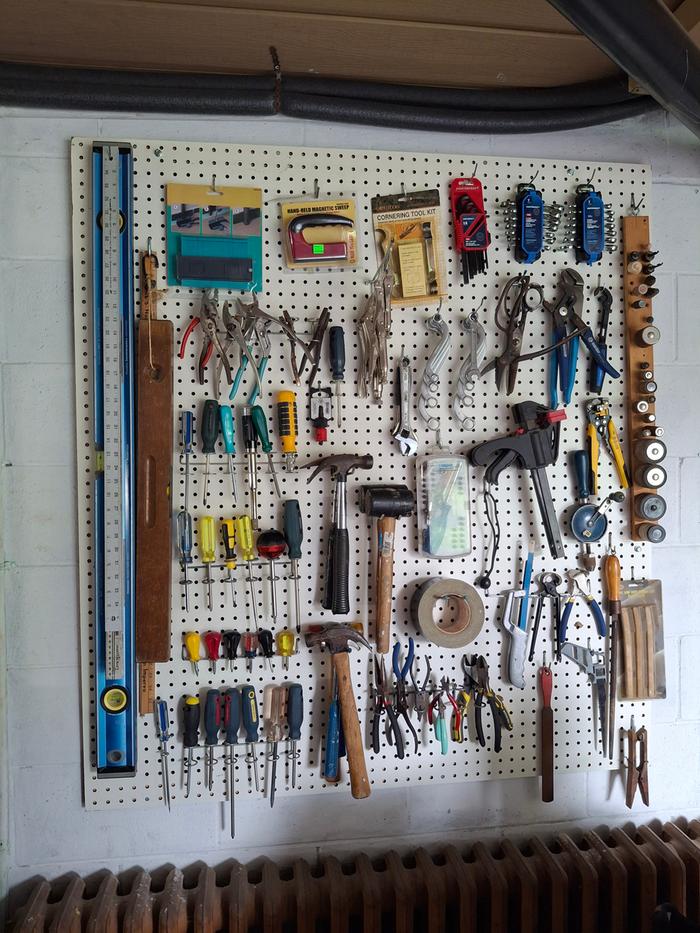 tools on pegboard