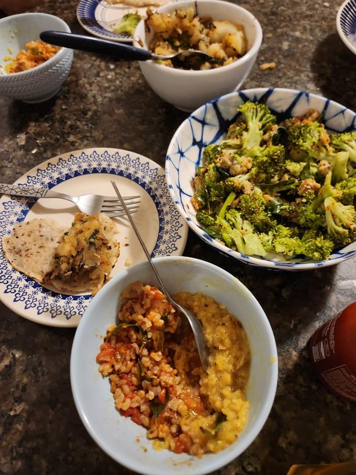tomato rice, dosa, curry dal