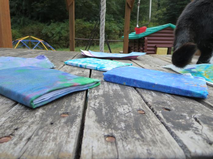 The closed books. I wish we'd used something stronger than the top-tab folder material, but it was still good and strong!