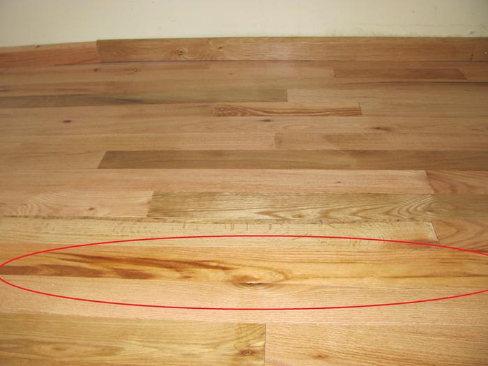 The flooring is mostly oak with a few locust boards mixed in