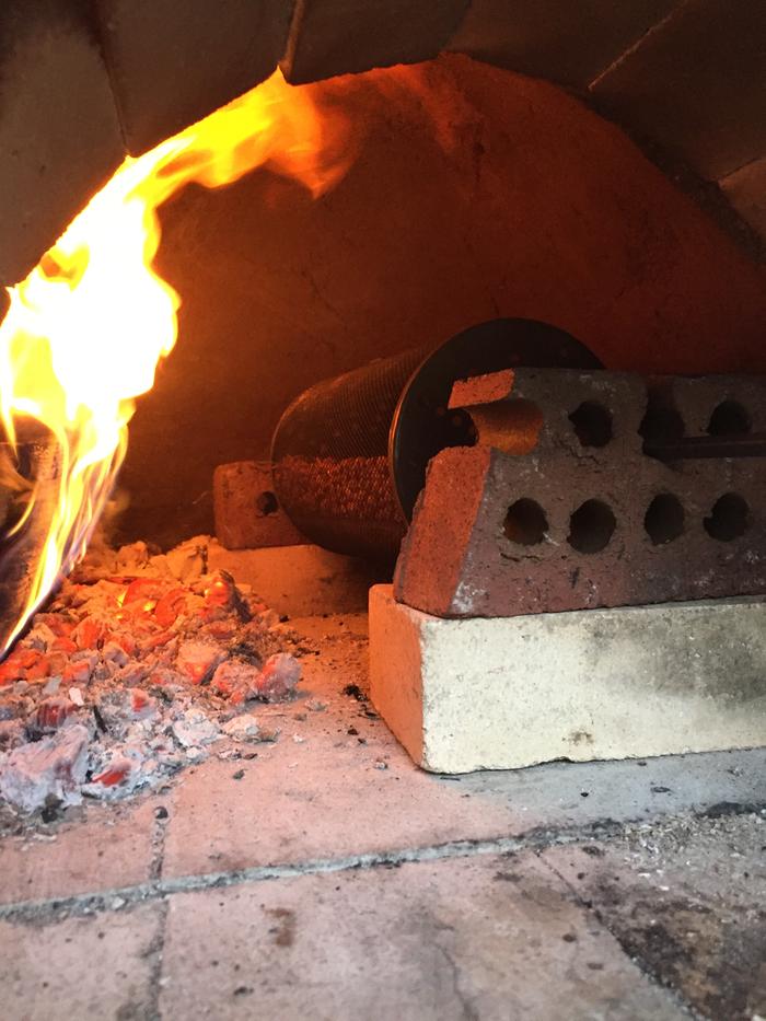 Coffee in basket in the bread oven