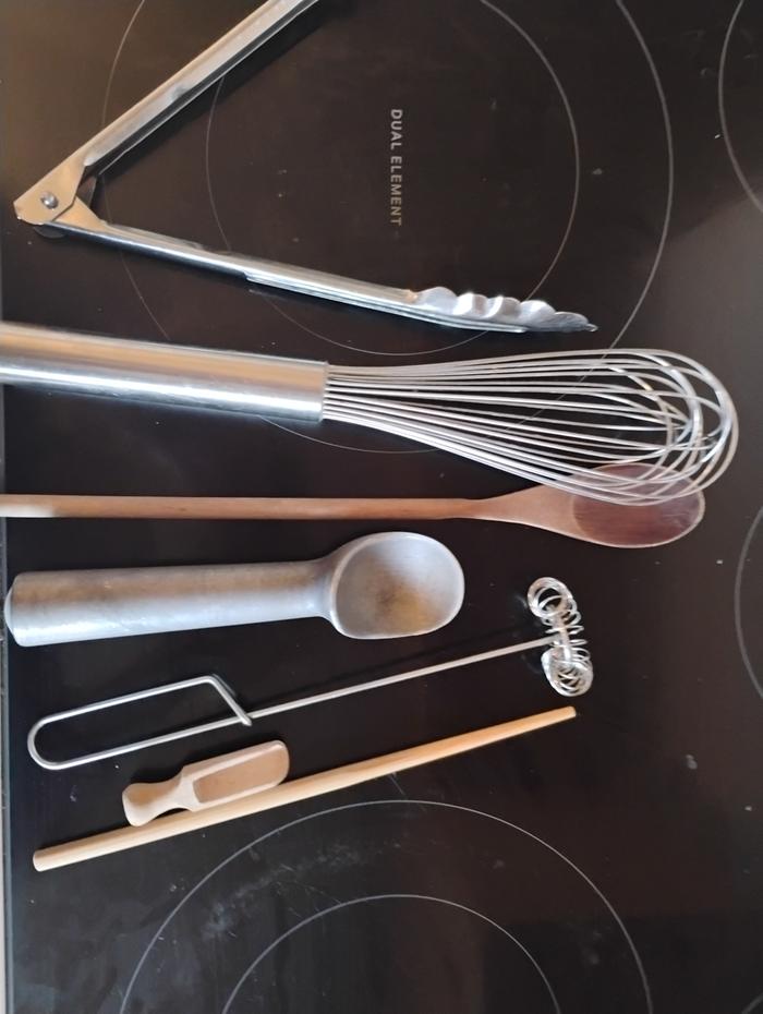 My mostly garage sale collection of other random useful plastic free kitchen utensils I use