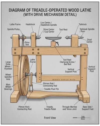 A treadle lathe