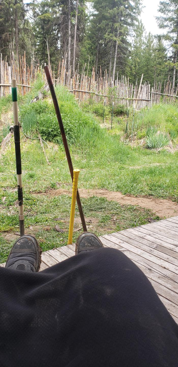 Granny Taking a Much Needed Break After Trail and Path Building 