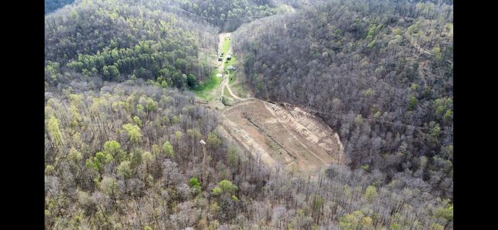 Drone shot of the main farm/pond area