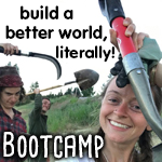 Permaculture bootcamp with people wielding tools