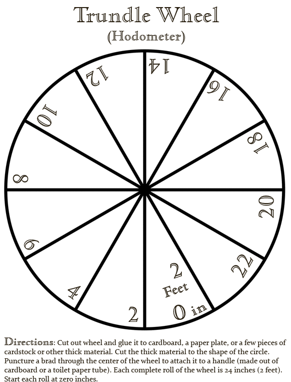 Kid's printable odometer/trundle wheel for measuring distances