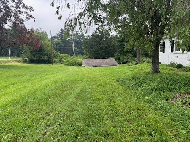 Spring house roof seen from the front lawn