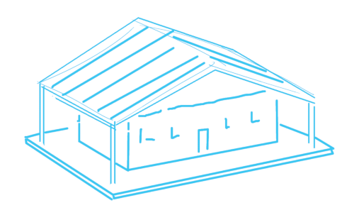 house with standalone roof