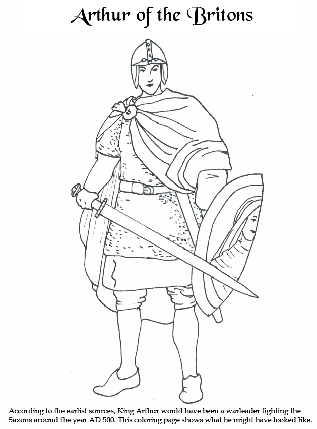 Historically More-Accurate Welsh King Arthur Coloring Page