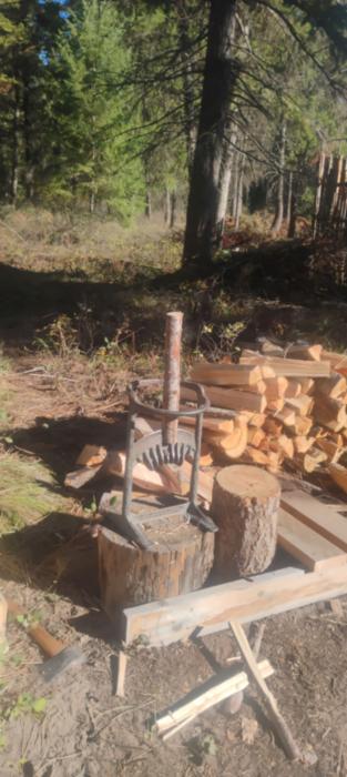 firewood in a kindling cracker