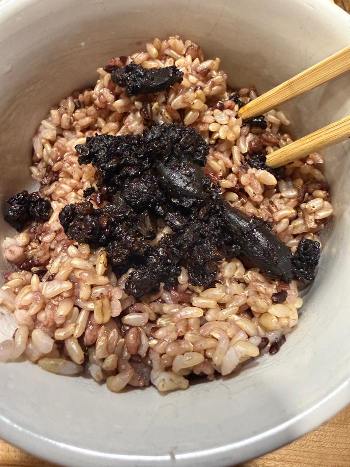 On rice with shoyu. 