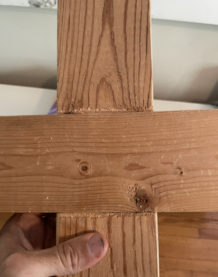 cross-lap join face close-up