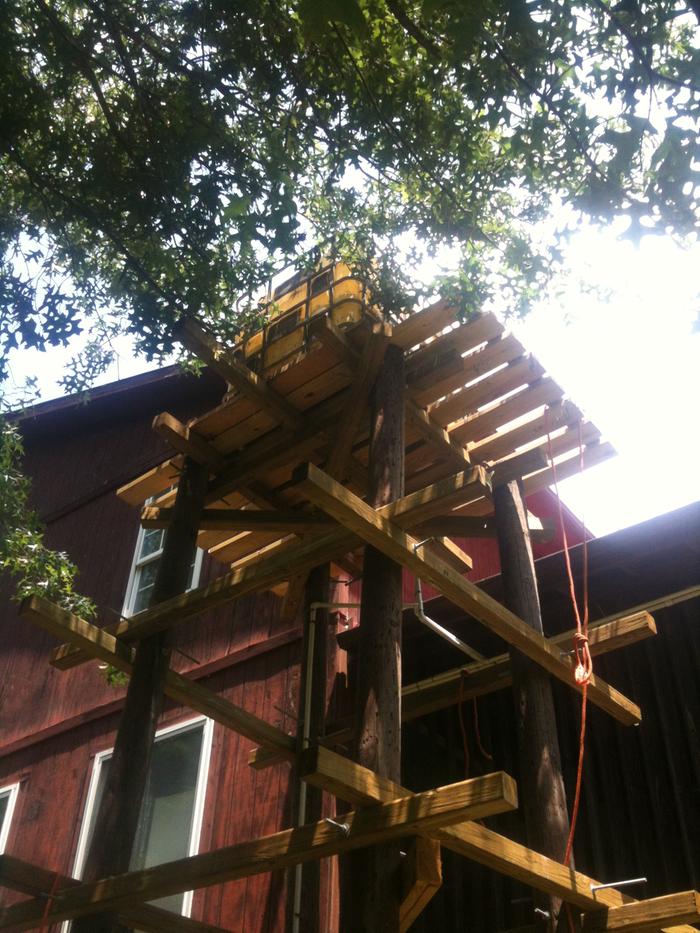 I have constructed a water tower rain catchment system with gravity feeds into the house.