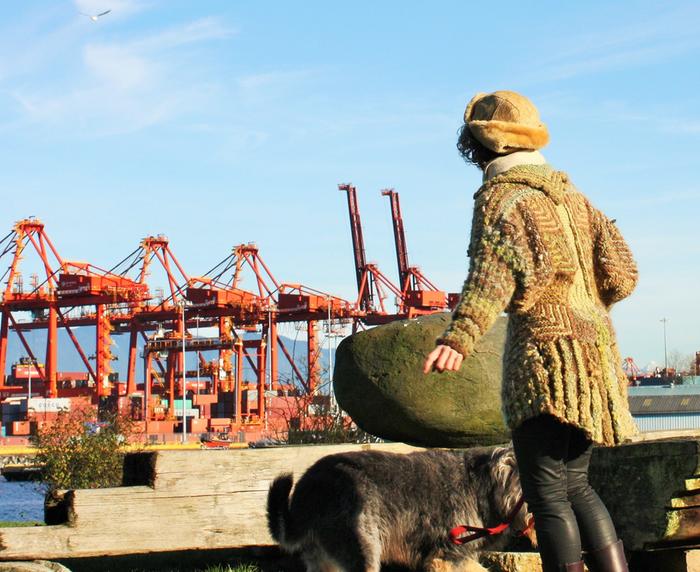 in the park my coat comes from- looking at the port bringing others good in from afar