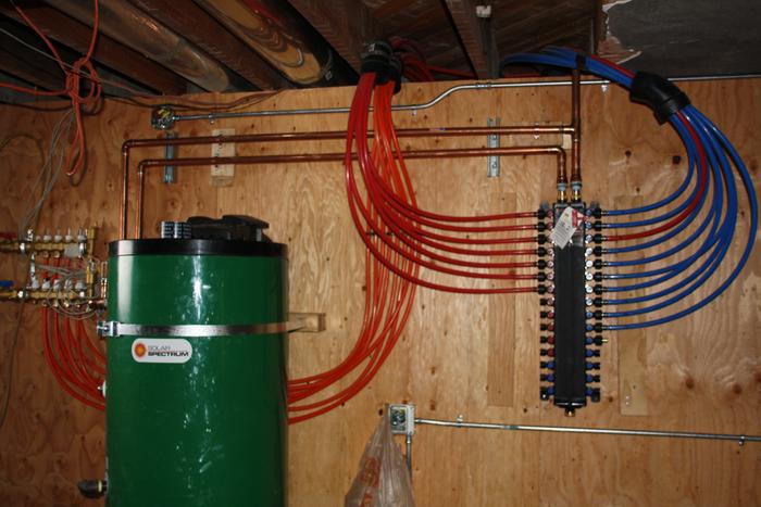 modern plumbing distribution and solar hot water