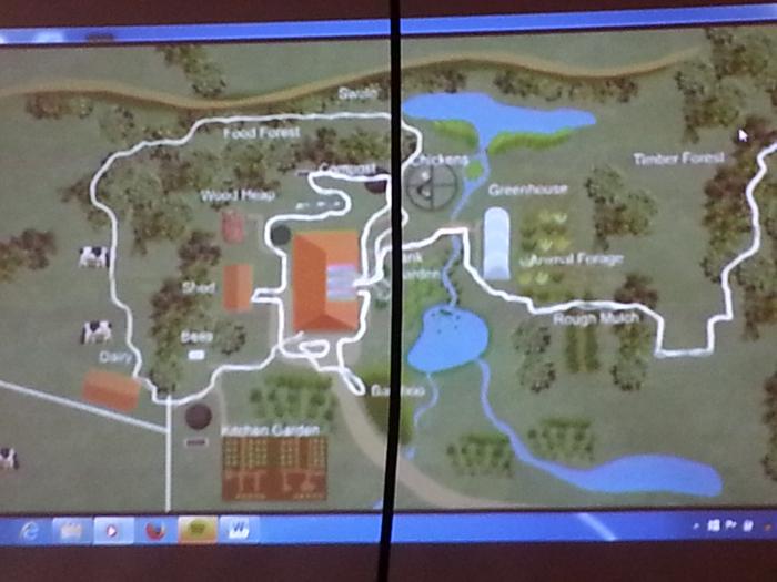 a still from a Geoff Lawton video illustrating energy paths on a permaculture site