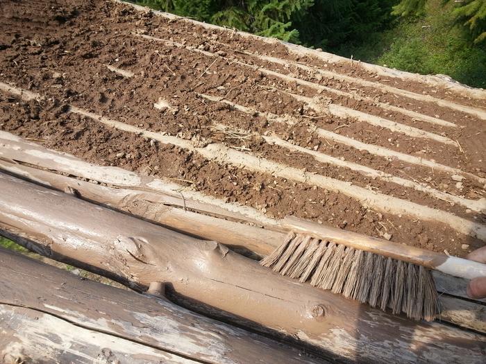 brushing clayslip before cobbing