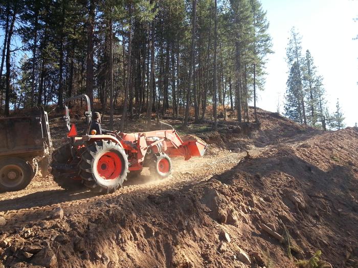 Josh hauling a load of road