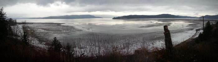 winter featuring lakes and mountains