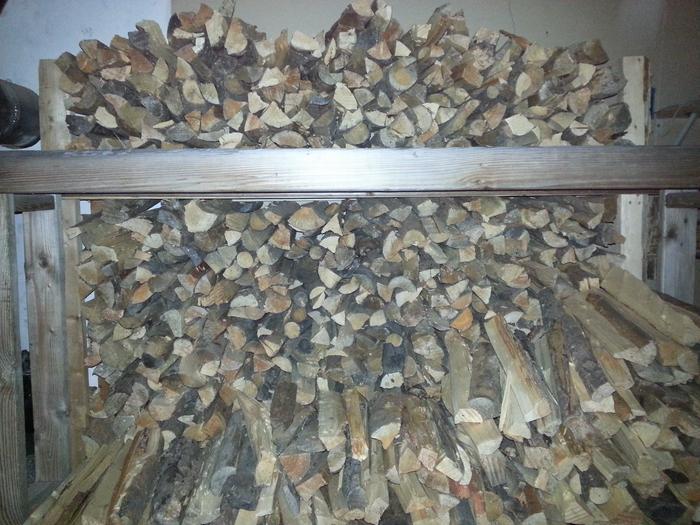 firewood stacked in the office