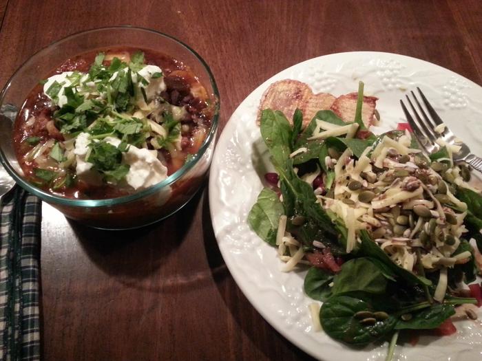 chili and salad! yum!