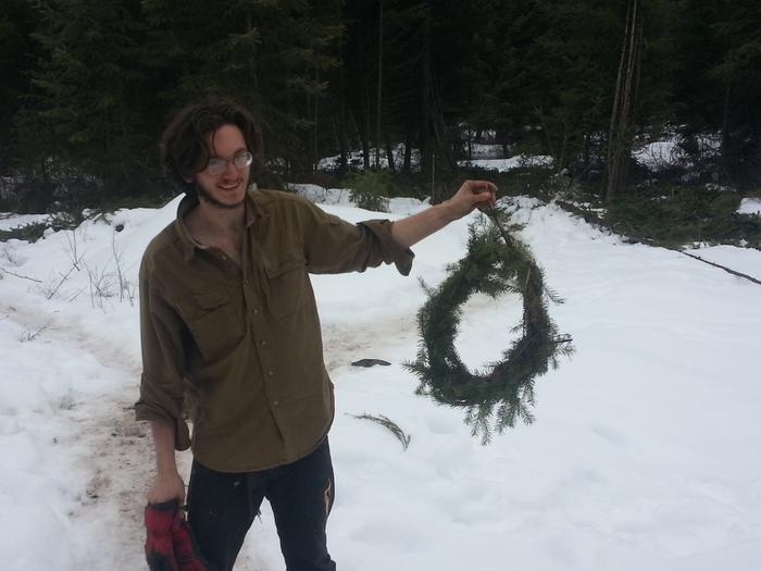 Kai displaying his first wreath