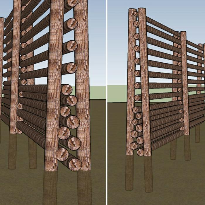 sketchup model of double-post free-pole fence