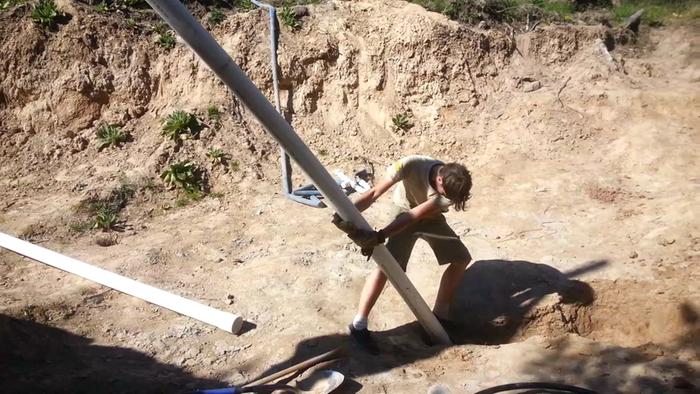 how do you get a 40 ft long well casing down a hole?