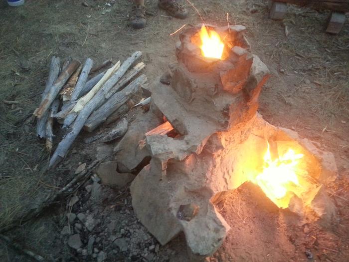 Camp Kimchi triple fire place