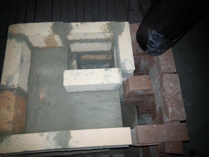 mortared core and mocked-up manifold