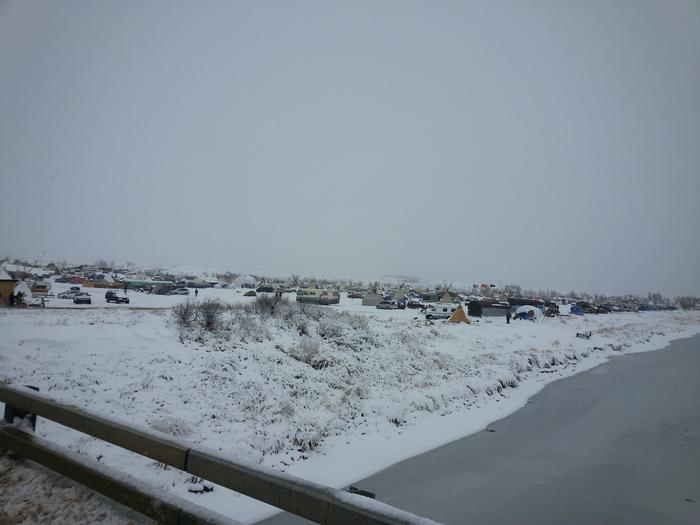 first big snow at Camp Oceti Sakowin