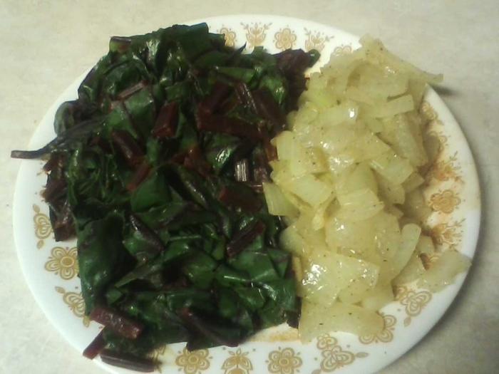 beet greens and onions