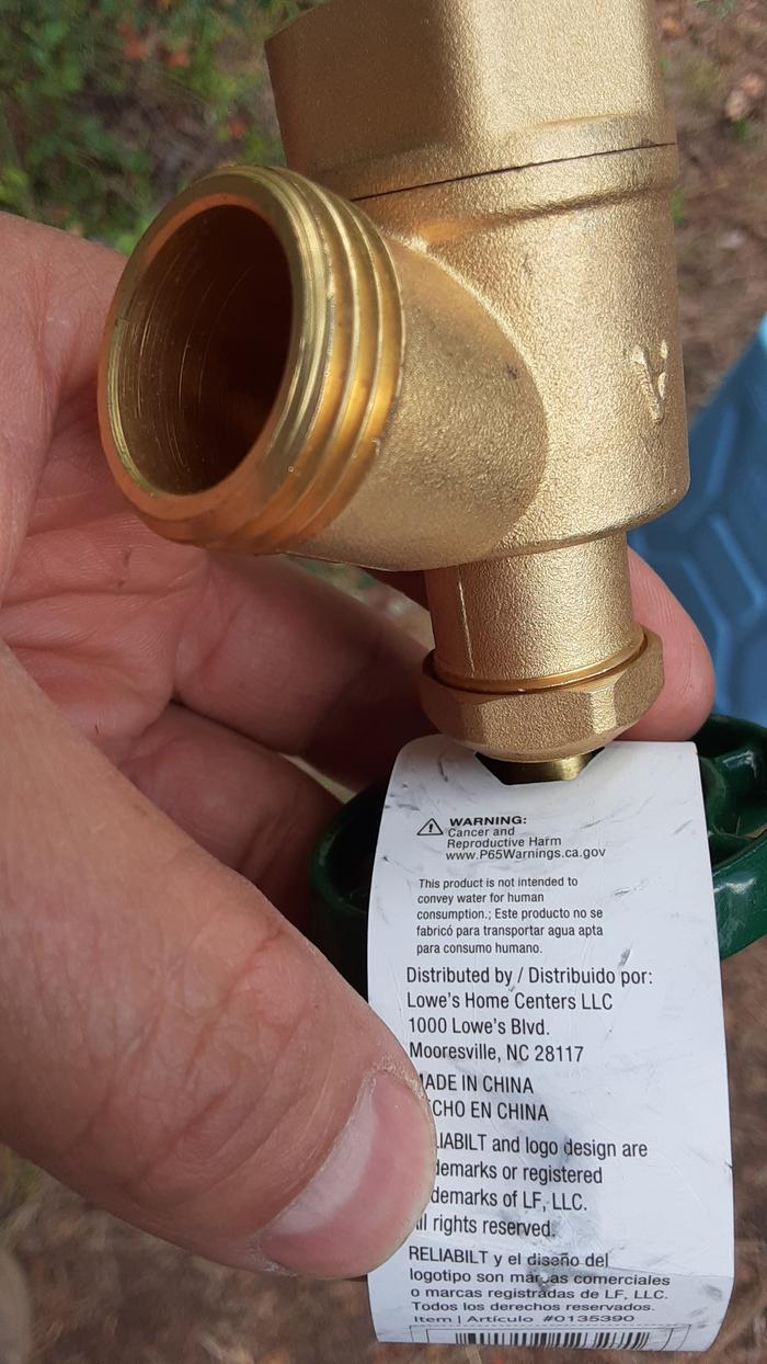 Lowe's valve with vague warning 