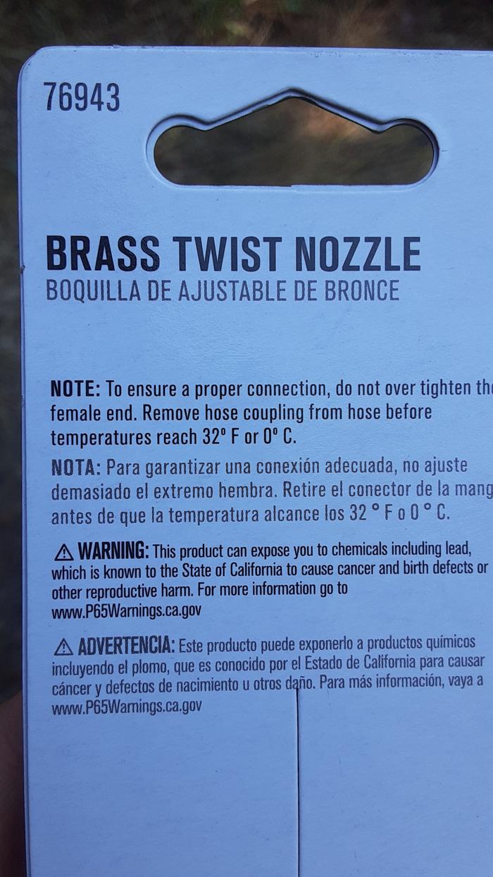 Ace nozzle lead warning 