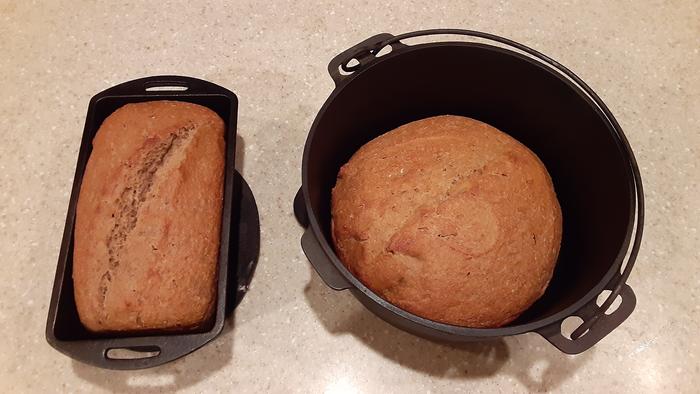 Sourdough bread in cast iron pans