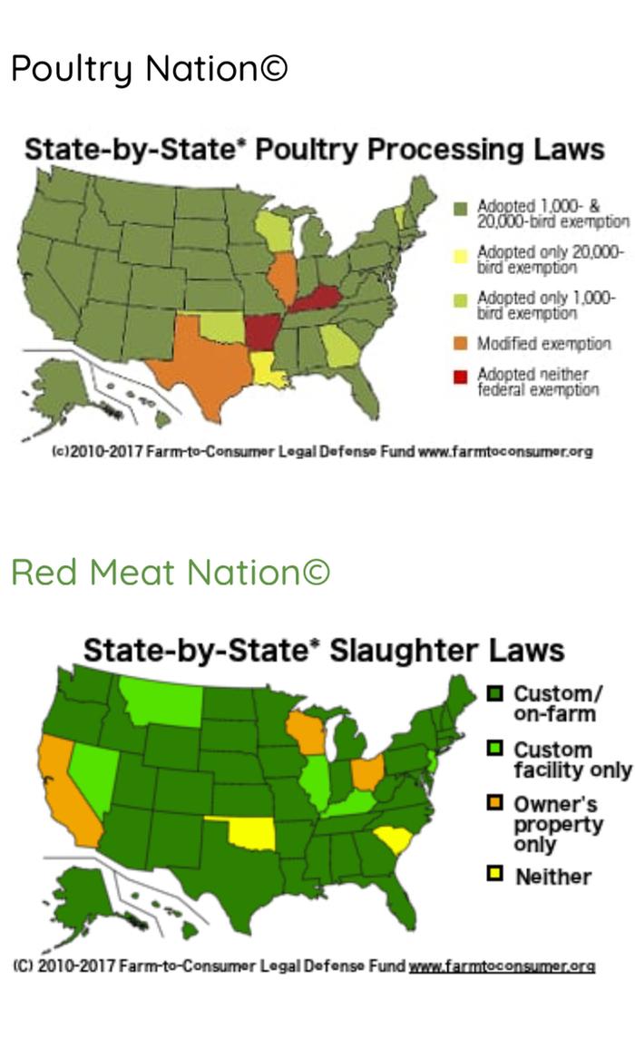 Poultry and Meat Processing Law maps (USA)