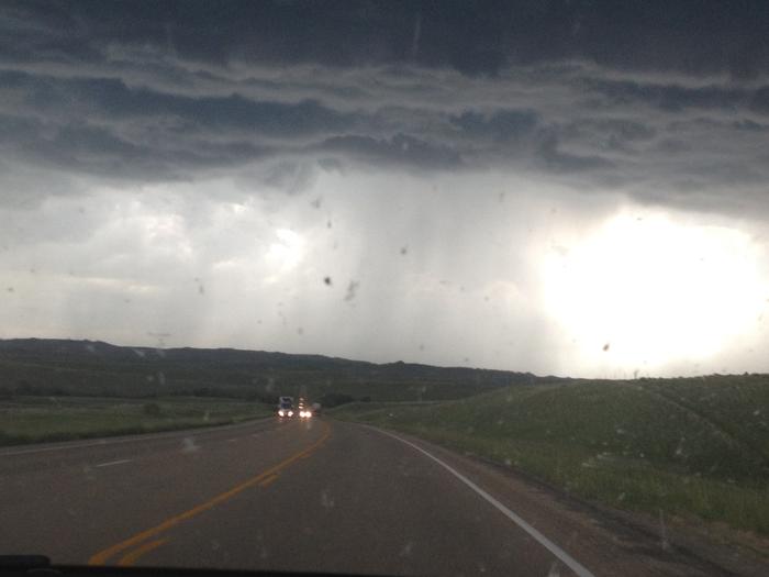Driving into a hail storm