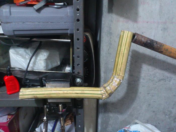 The bent piece being glued and ready to be reinforced