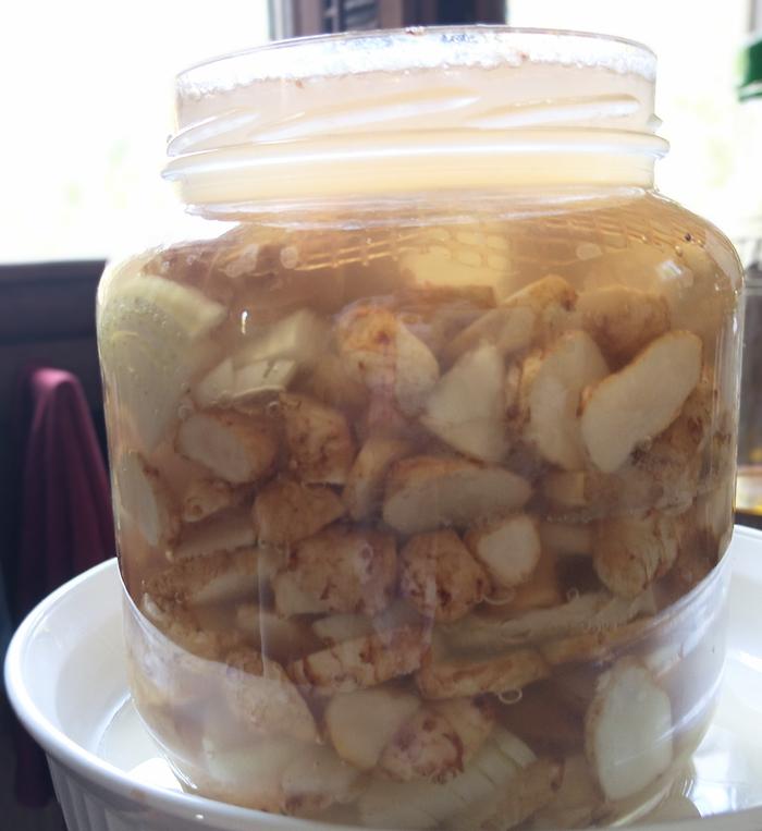 sliced sunchoke ferment