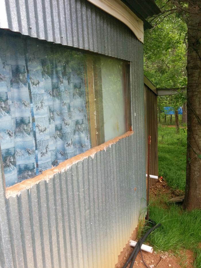 Outside, duck pen on back