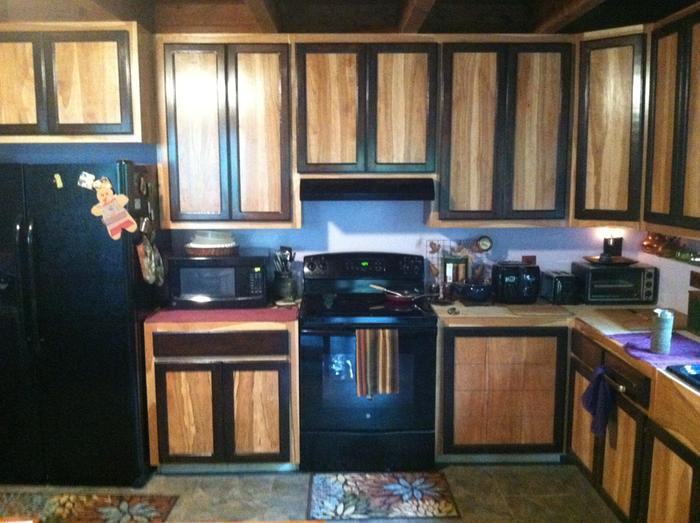 View of Cherry wood cabinets