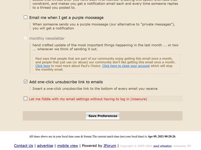 notice the ticked option yet the emails sent to me regularly never provide this option??????
