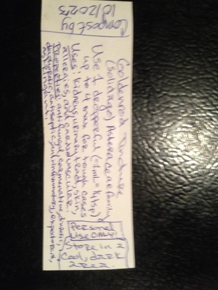 Goldenrod Tincture Label
