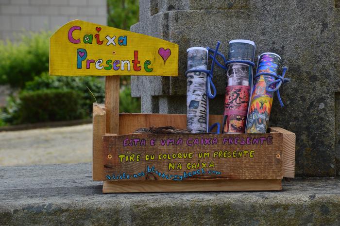 The present box that we put on the main square of Sao Pedro do Sul, Portugal