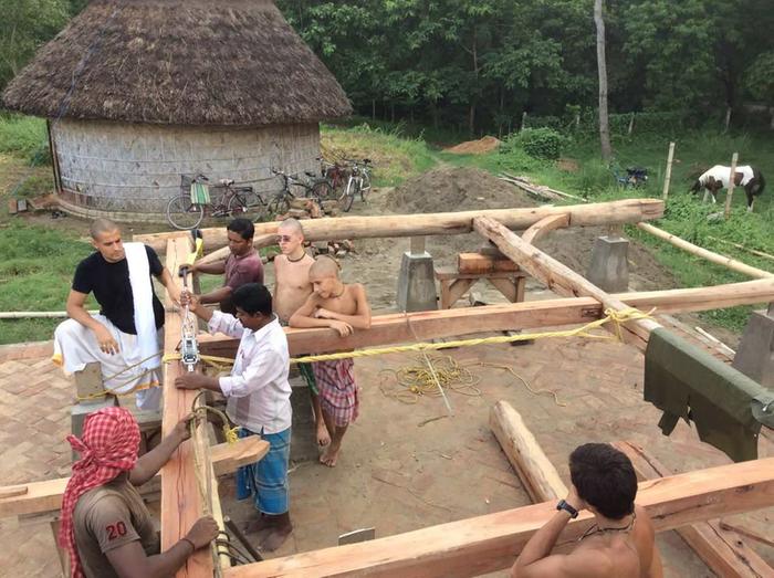 Assembling the first frame on the foundation