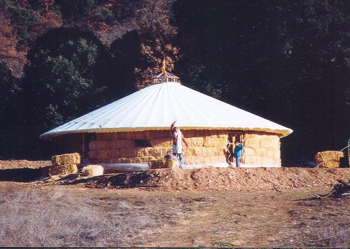 Straw bale Yurt, ready for plastering